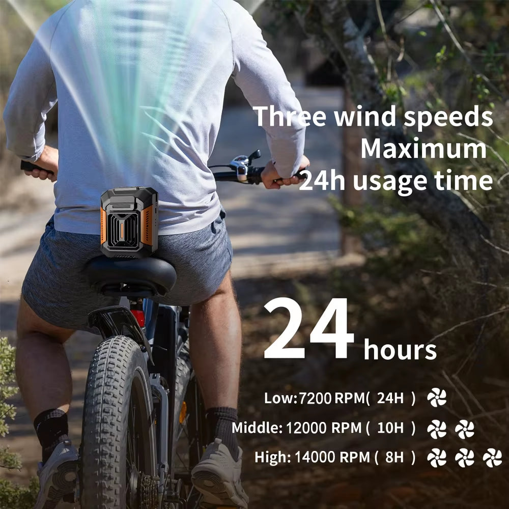 Waist Clip Fan Portable Fan 4000Mah USB Rechargeable Fan 3 Speeds Hanging Neck Fan with Power Bank LED Light Outdoor Camping Fan