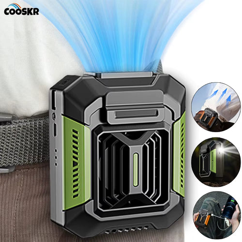 Waist Clip Fan Portable Fan 4000Mah USB Rechargeable Fan 3 Speeds Hanging Neck Fan with Power Bank LED Light Outdoor Camping Fan