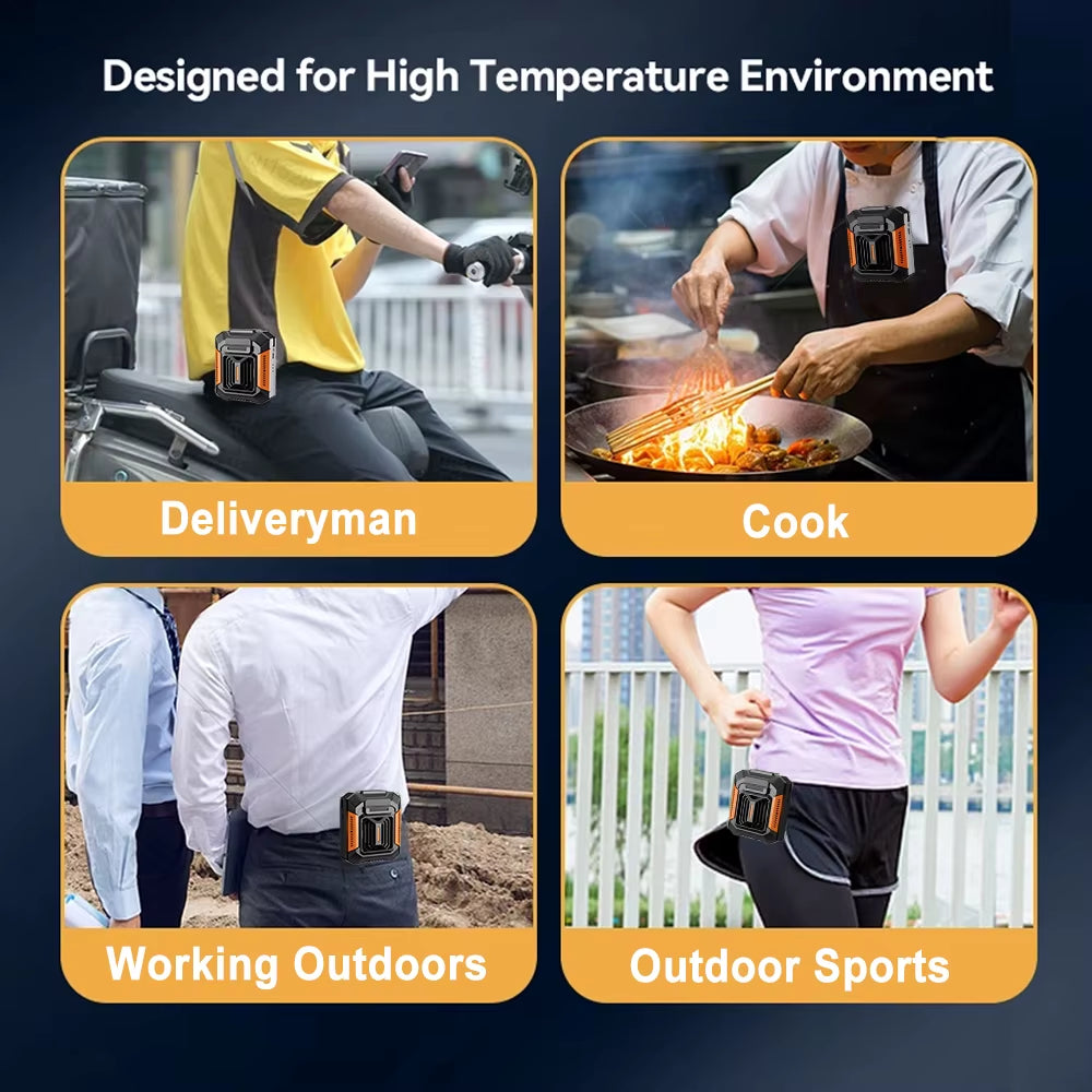 Waist Clip Fan Portable Fan 4000Mah USB Rechargeable Fan 3 Speeds Hanging Neck Fan with Power Bank LED Light Outdoor Camping Fan