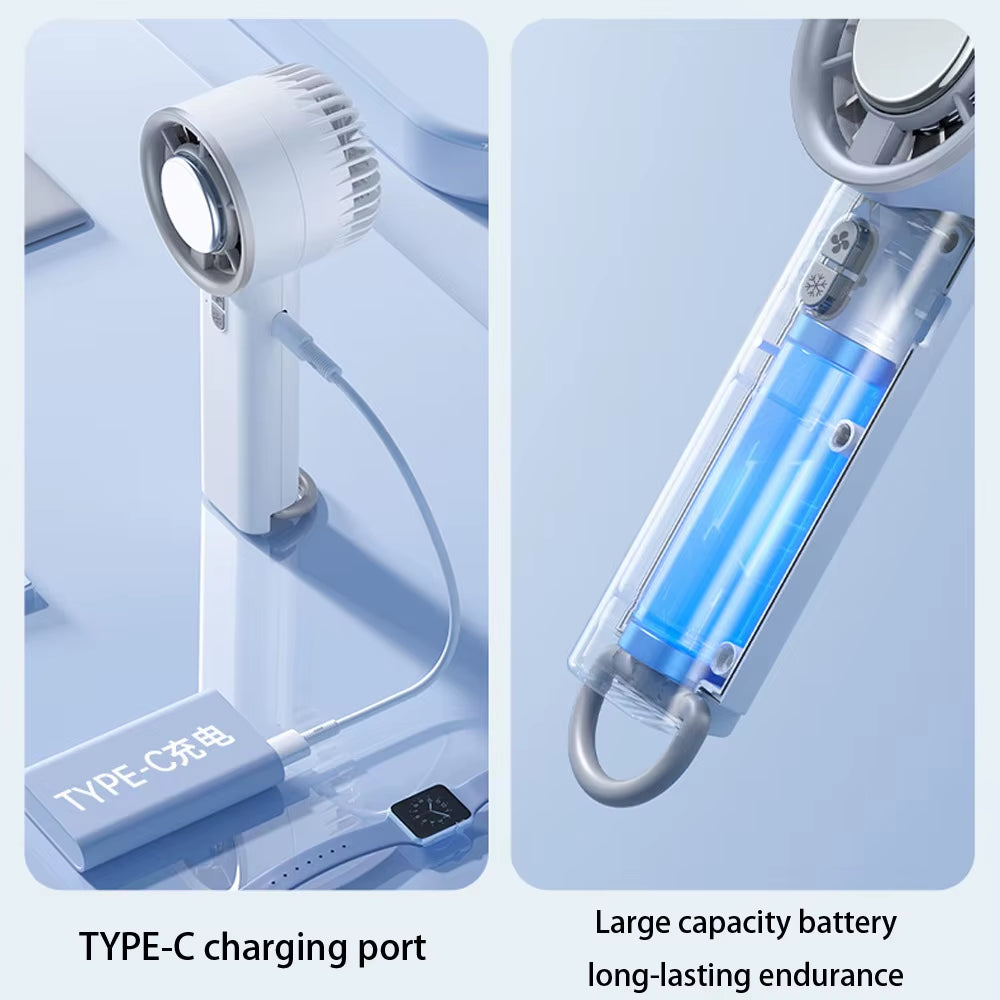 Travel Portable Handheld Turbo Fan Cooling Mini Fan Collapsible Personal Fan USB Battery Operated Semiconductor Cooling Fan